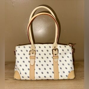 DOONEY & BOURKE SIGNATURE DOMED SATCHEL Cream Monogram Handbag.